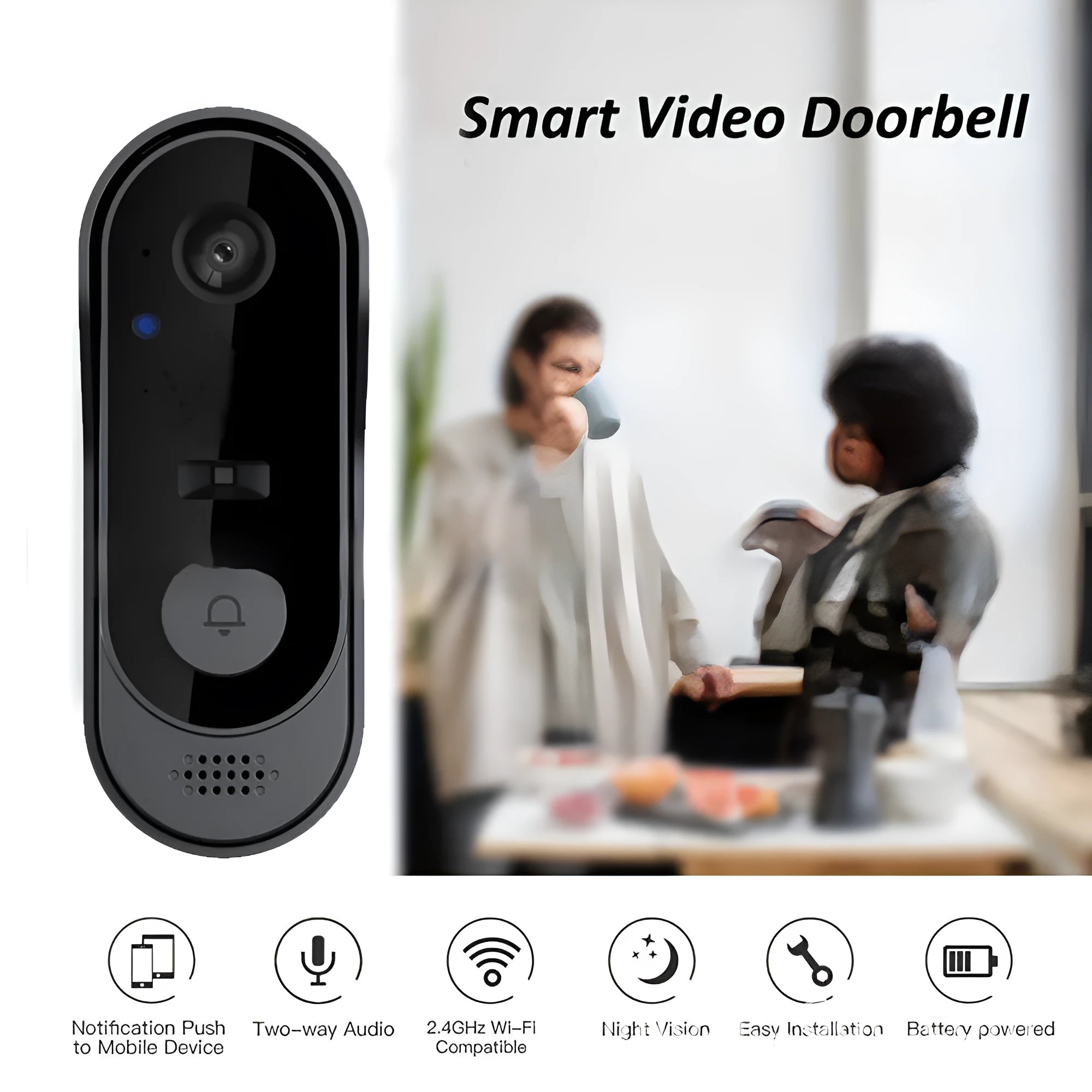 M9 WIFI video doorbell with built-in battery and infrared night vision