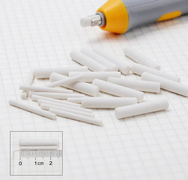 Electric eraser for office supplies, plastic geometry modelling tool 166x15mm, black colour, with visible power button