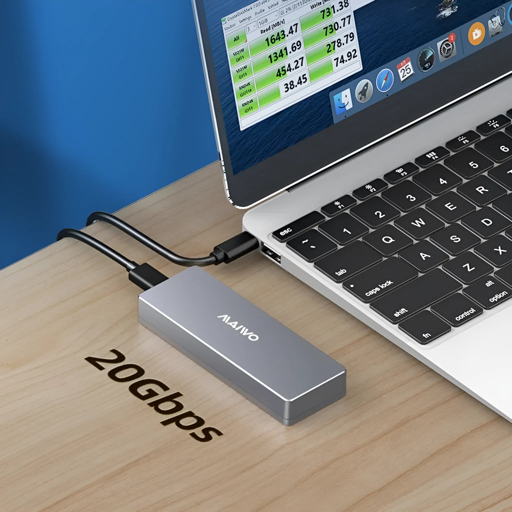 Silver ASB aluminium M.2 SATA SSD external enclosure with Type-C port and included screwdriver kit