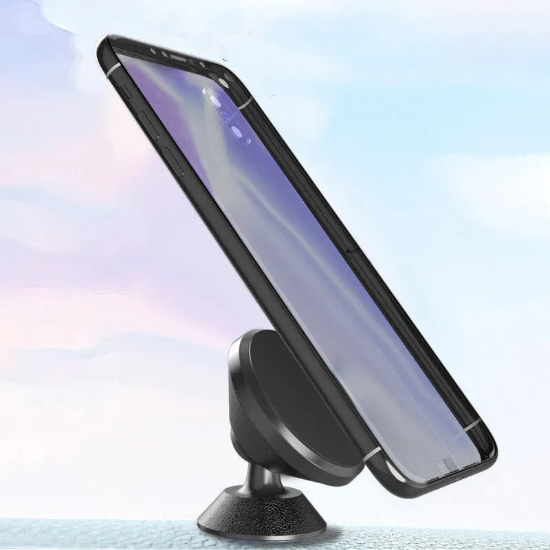 Black universal magnetic car phone holder with air vent mount, leather bracket, and CD pattern texture