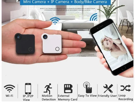 C1 CookyCam mini wearable body camera with clip and magnetic mount in black, 32g, 720p HD