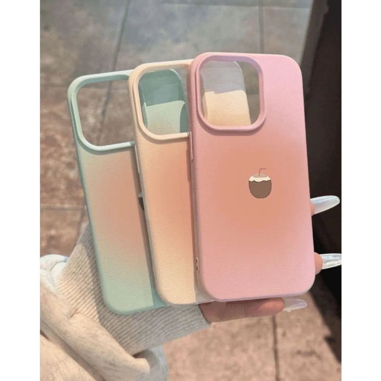 TPU protective phone case with coconut lychee pattern for Apple iPhone