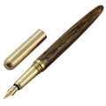 African rosewood fountain pen with brass accents and stainless steel nib, 152mm length, wooden barrel