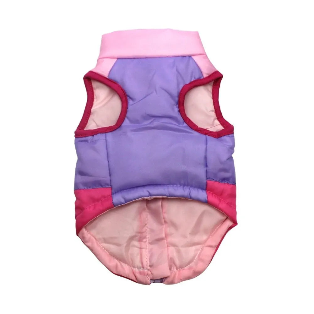 Autumn winter puppy jacket vest with traction buckle in striped pattern for small dogs, available in multiple colours