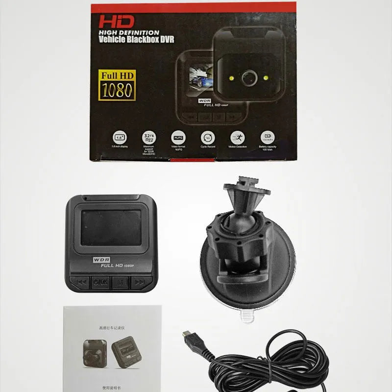 HD driving recorder, black, 31*57*61 mm, 140° angle, 12MP, front windshield mount