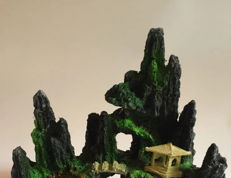 Simulation resin rockery aquarium ornament in pastoral style, size 339 and 338, synthetic resin fish tank decoration