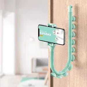 Black flexible mobile phone holder with 62cm gooseneck arm extended from suction cup base