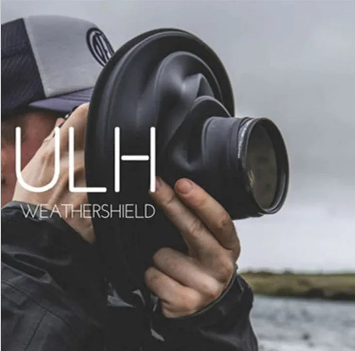Black silicone conical lens hood for DSLR camera with large and small size options.