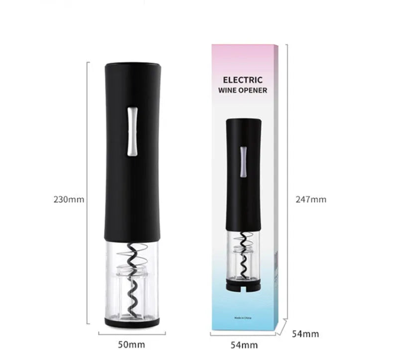 Electric wine opener set in black or red with foil cutter, 23cm ABS and aluminium alloy body