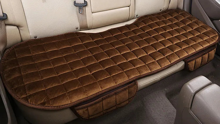 Winter car cushion without backrest in plush material, two-seat style, beige colour