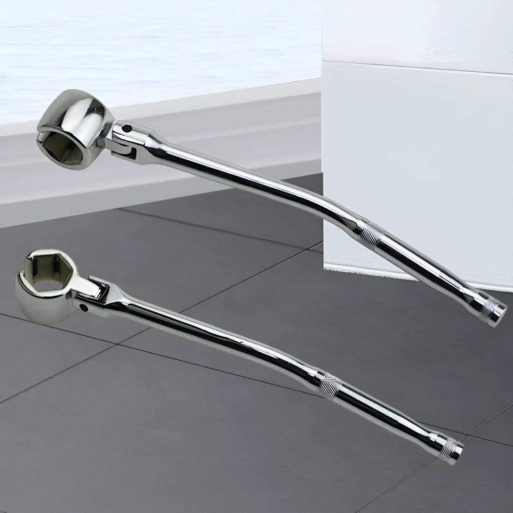 Round sleeve oxygen sensor removal tool with 22mm hexagonal end and bright chrome finish.