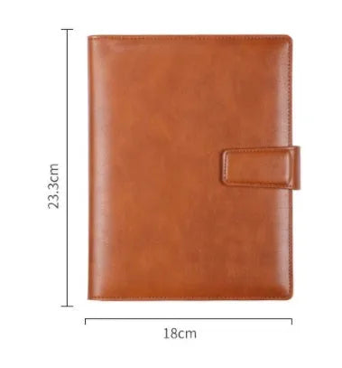A5 hardcover leather buckle notebook in black, blue, brown, grey, or red with binder binding
