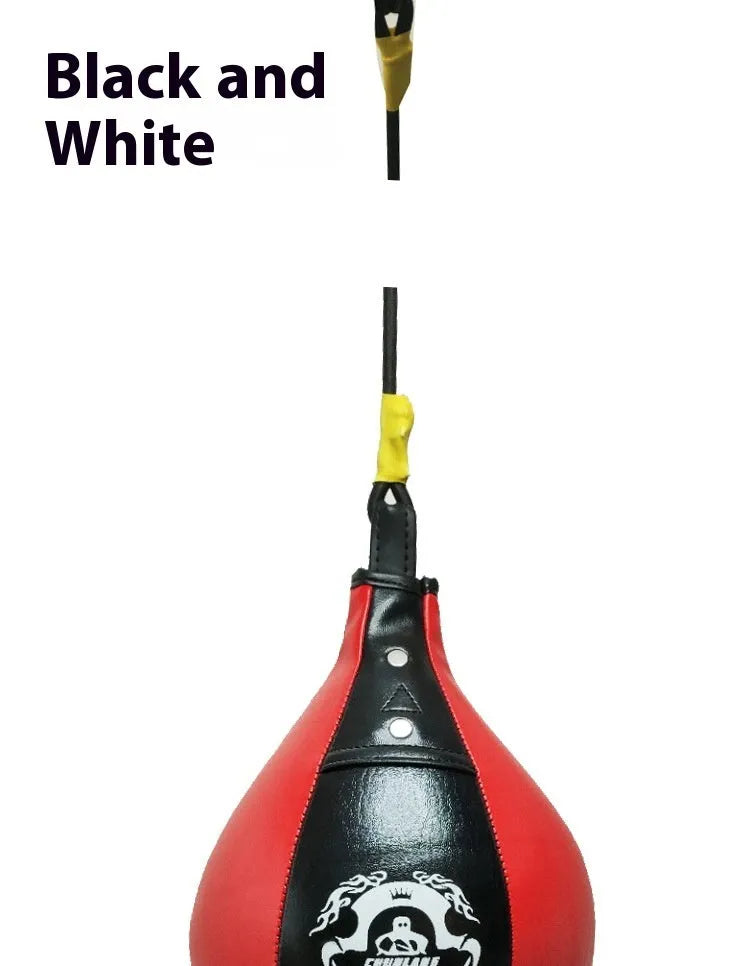 Black and red diamond pattern inflatable boxing speed ball for Muay Thai training.