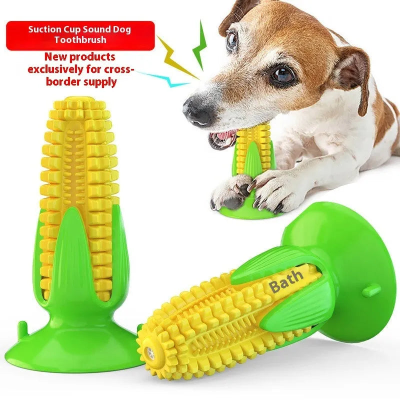 Cactus Lake Blue TPR silicone dog molar toy shaped like a corn dog for dental chewing