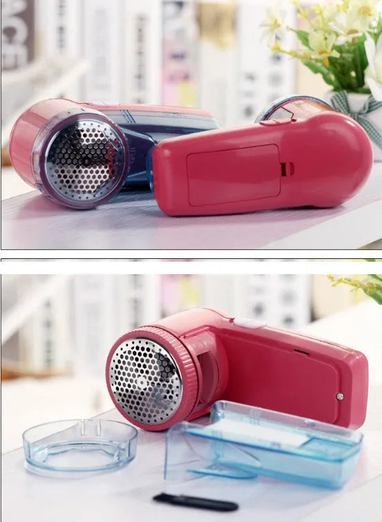 Portable electric lint remover device for removing pills from clothing and sweaters