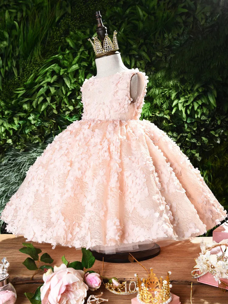 Pink baby girl dress for 1 year old cotton blend with height size chart 100cm