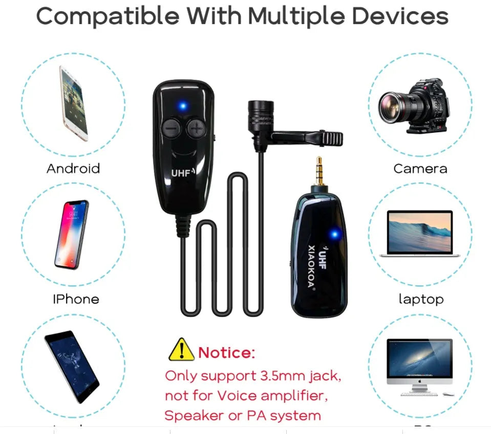 Black lavalier microphone with 3.5mm jack for mobile phone recording