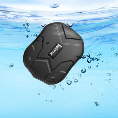 Black GPS locator tracker with 5000 mAh battery, waterproof mini casing, magnet mount, 90 x 74 x 25 mm