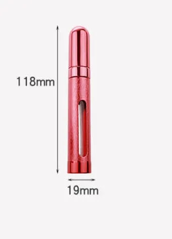 12ml bullet-shaped aluminium travel perfume bottle with glass liner in blue, gold, pink, red, silver, or violet