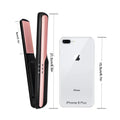 USB wireless hair straightener with tourmaline ceramic 15mm plates, black colour, cordless design on white background