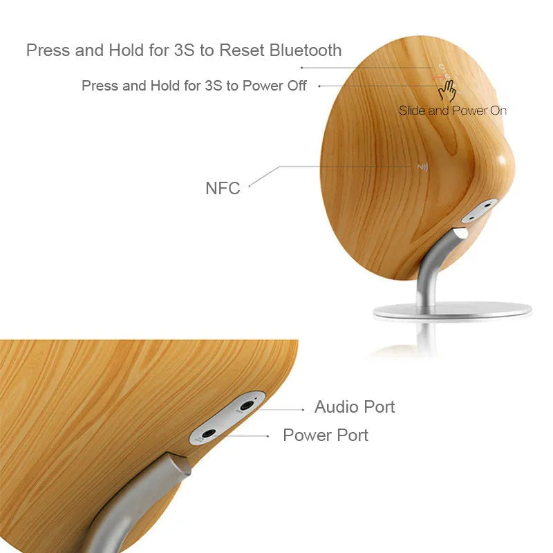 M23 wooden subwoofer Bluetooth speaker in Black with USB port and fabric grille