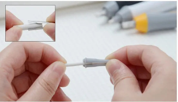 Electric eraser for office supplies, plastic geometry modelling tool 166x15mm, black colour, with visible power button