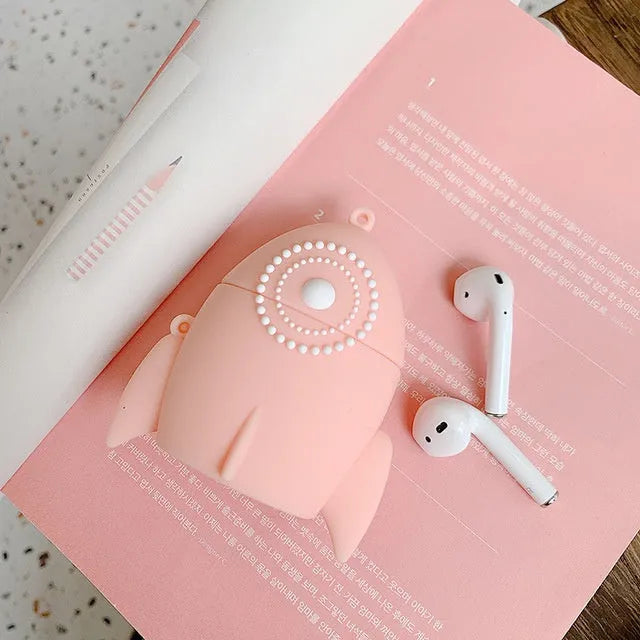Black and pink silicone protective case covers for Apple AirPods 1 and 2 charging case