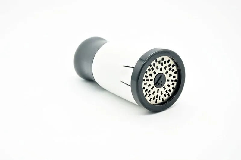 Stainless steel rotary cheese grater chocolate fondue mill 17 x 7.3cm black white two blades