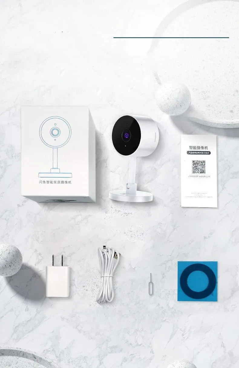 White gun-style WiFi security camera with 1080p resolution and motion detection alarm system