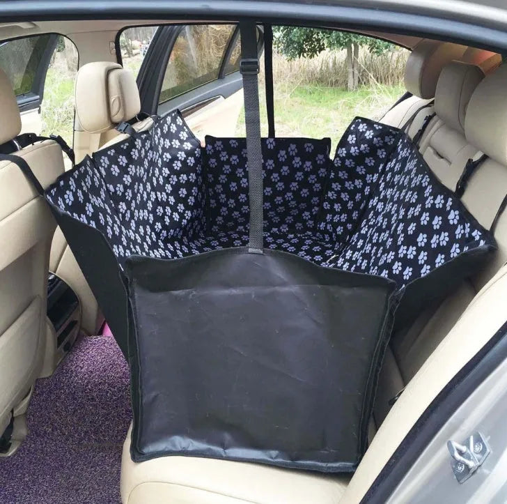 Footprint waterproof dog car seat hammock with safety belt for large dogs Oxford fabric black