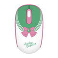 Pink Sailor Moon wireless mouse with cartoon character graphic, shown next to its small USB receiver.