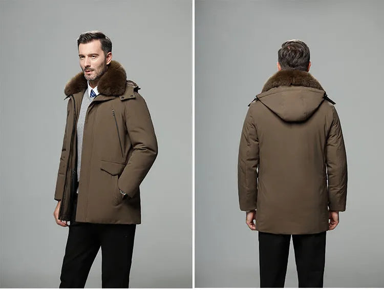 Winter jacket for dad in cotton, black colour, front view, sizes M to 4XL