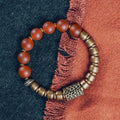 Retro ethnic style natural crystal couples bracelet in green or red agate colour options