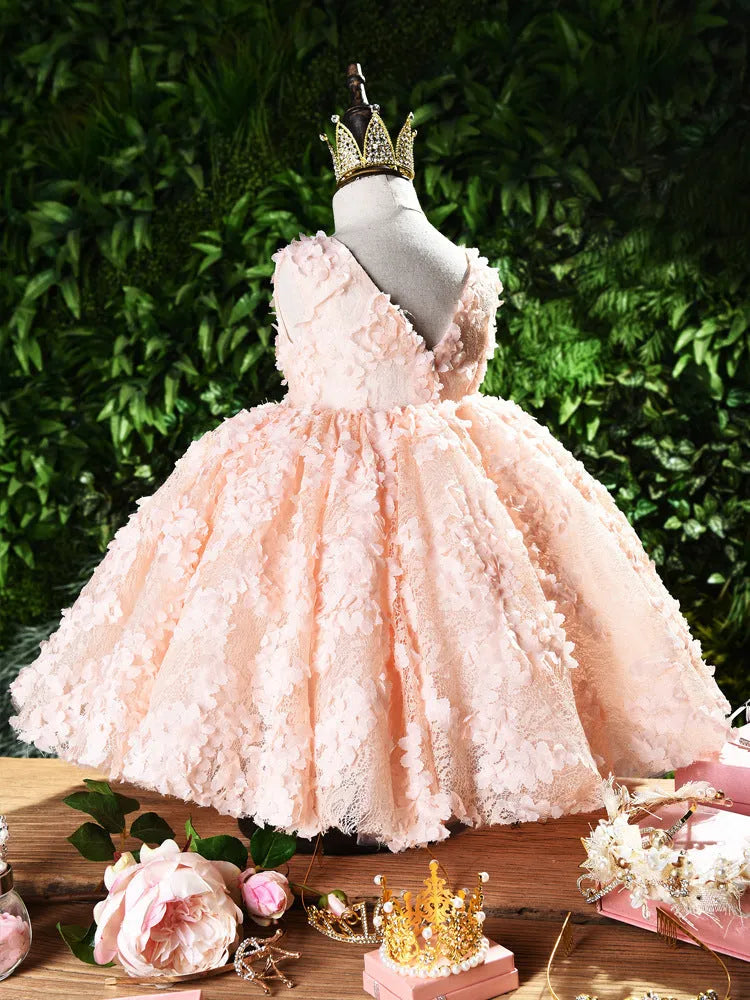 Pink baby girl dress for 1 year old cotton blend with height size chart 100cm