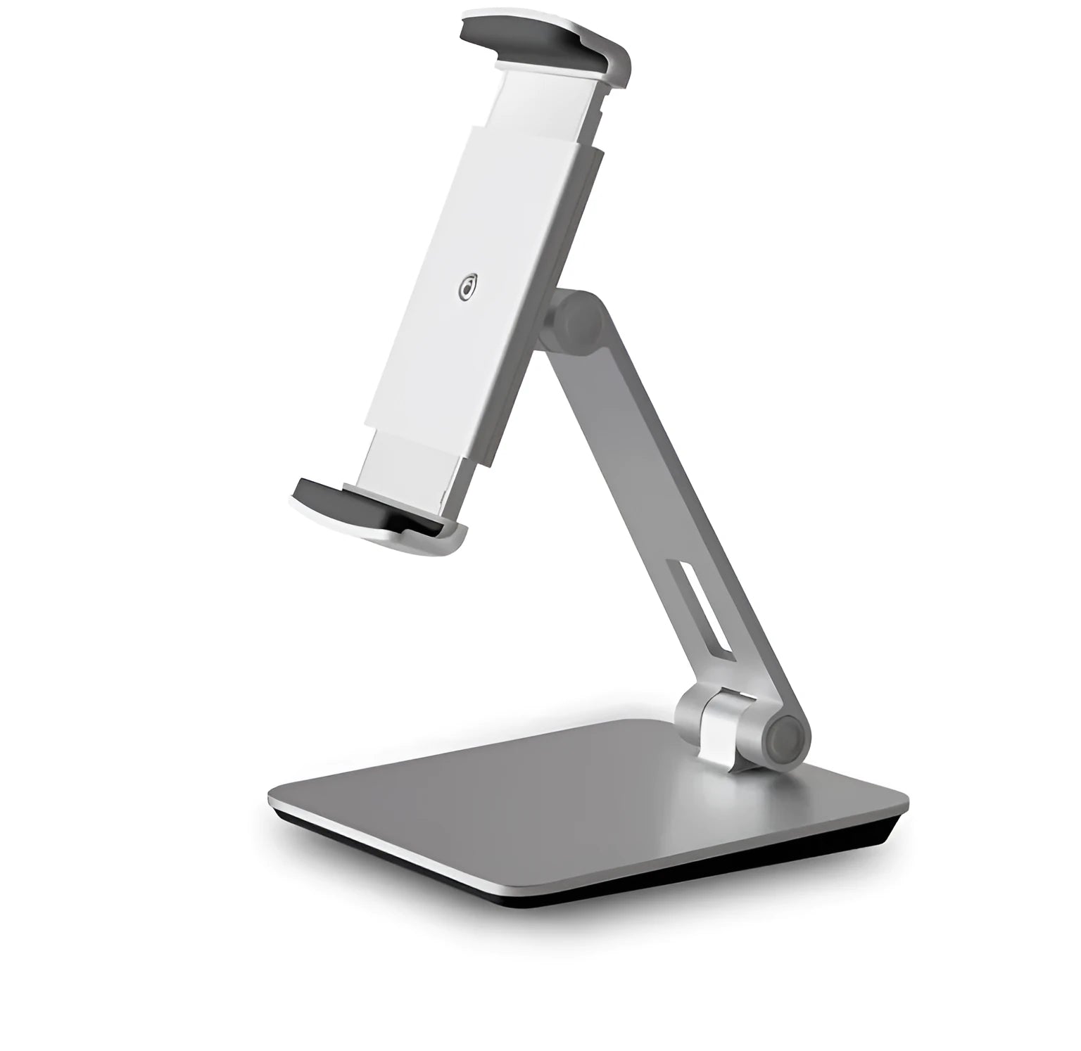 Foldable aluminium desktop phone and tablet stand with 360° rotation