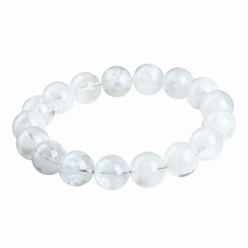 Crystal bracelet with natural blizzard pattern showing Ruyi and Xiangyun elements on round beads