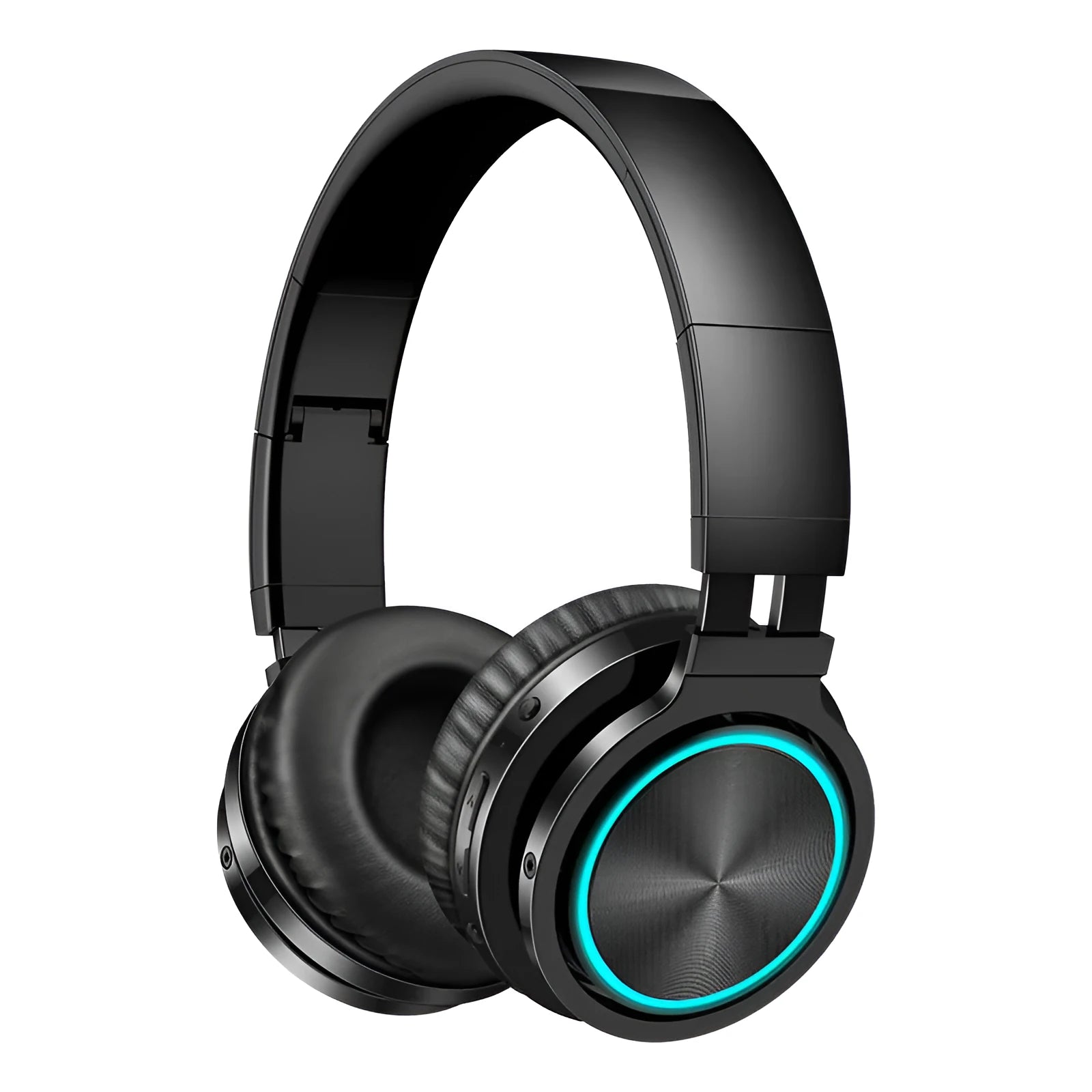 B12 wireless folding headset in black, black and red, or white and grey colour options showing head-mounted design