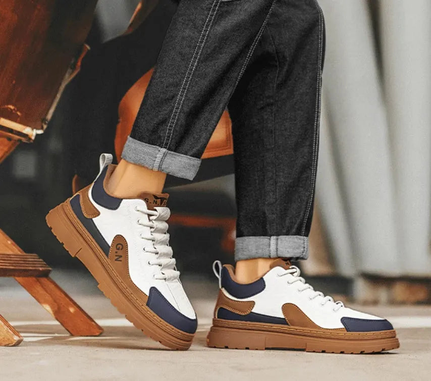Black and white summer platform sneakers with thick rubber soles for height increase