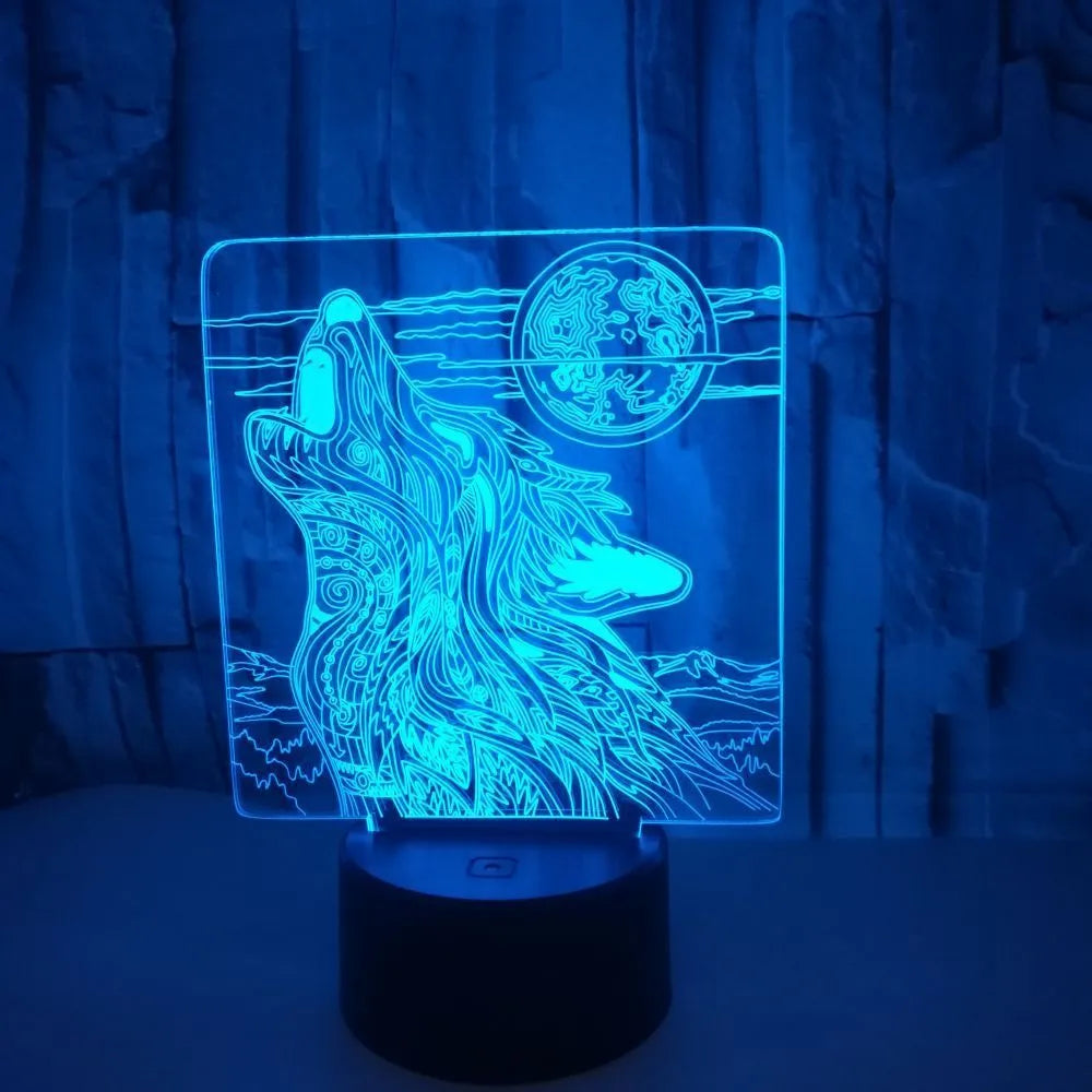White base colour-changing LED desk lamp with acrylic panel showing multi-colour gradient illumination