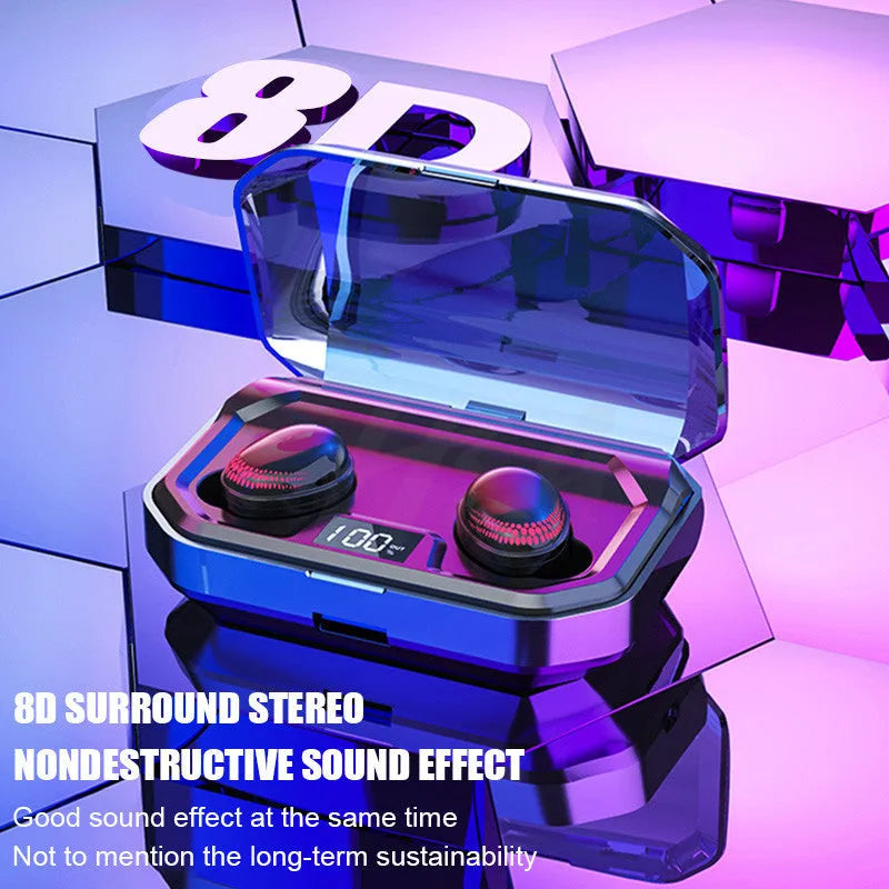 Black X10 true wireless Bluetooth earbuds inside their rectangular charging case.
