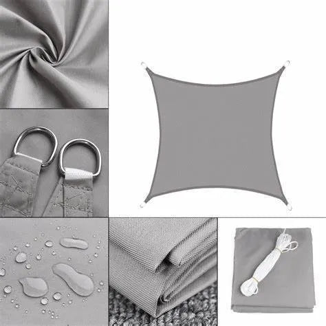 Curved square shade sail in polyester fabric for outdoor UV protection