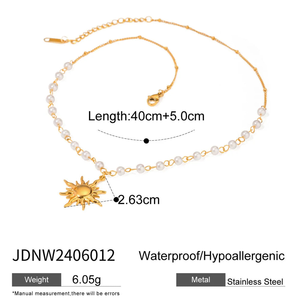 Stainless steel necklace with geometric titanium steel pendant for women, regular chain style