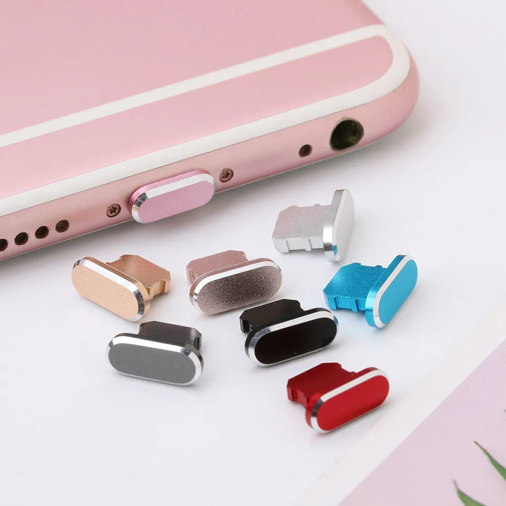 Aluminium alloy iPhone charging port dust plug in multiple colour options.