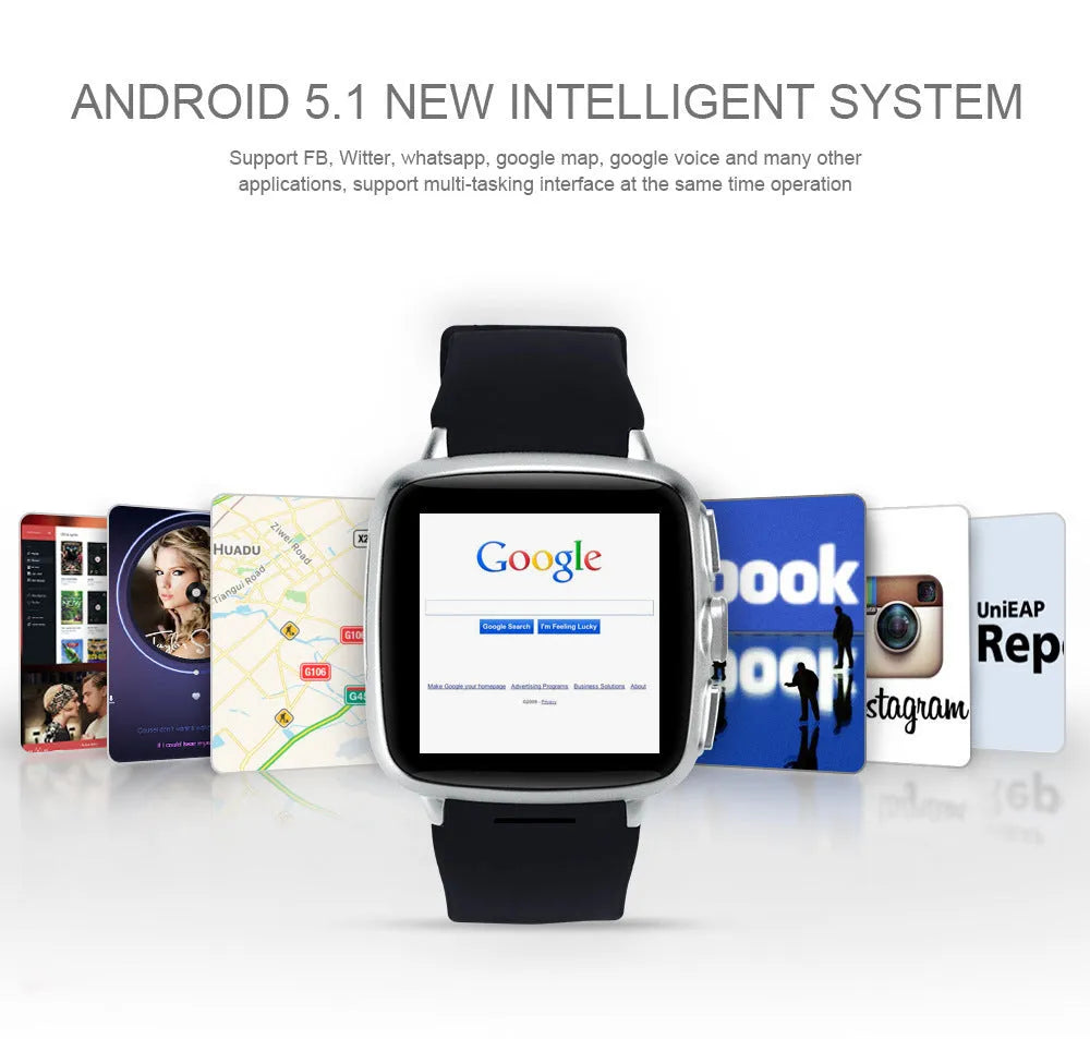 Z01 smart watch with 1.54 inch screen shown on wrist, available in black or white colours
