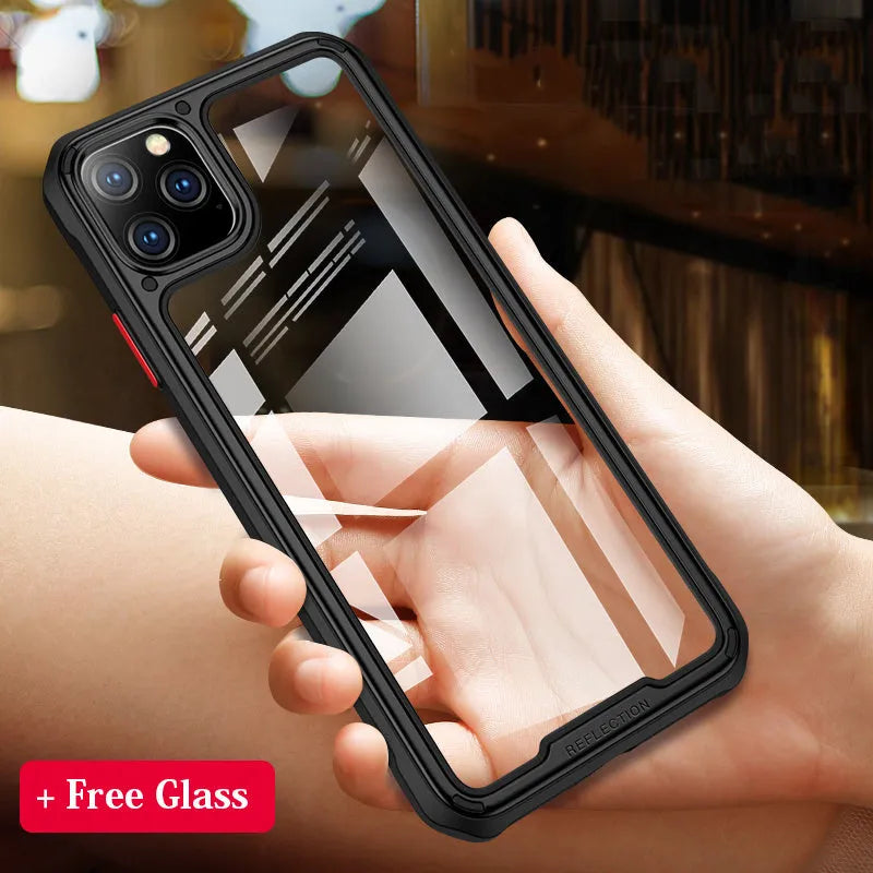 Transparent silicone iPhone 11 case showing phone design through clear material
