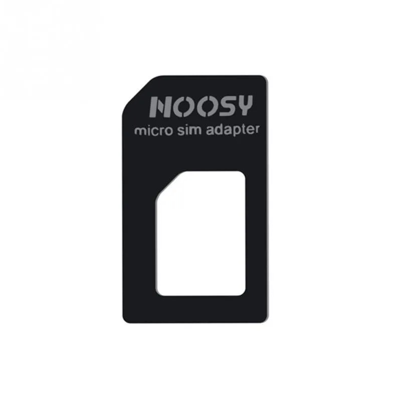 Three SIM card adapters for nano to micro and standard conversion in black and white colours
