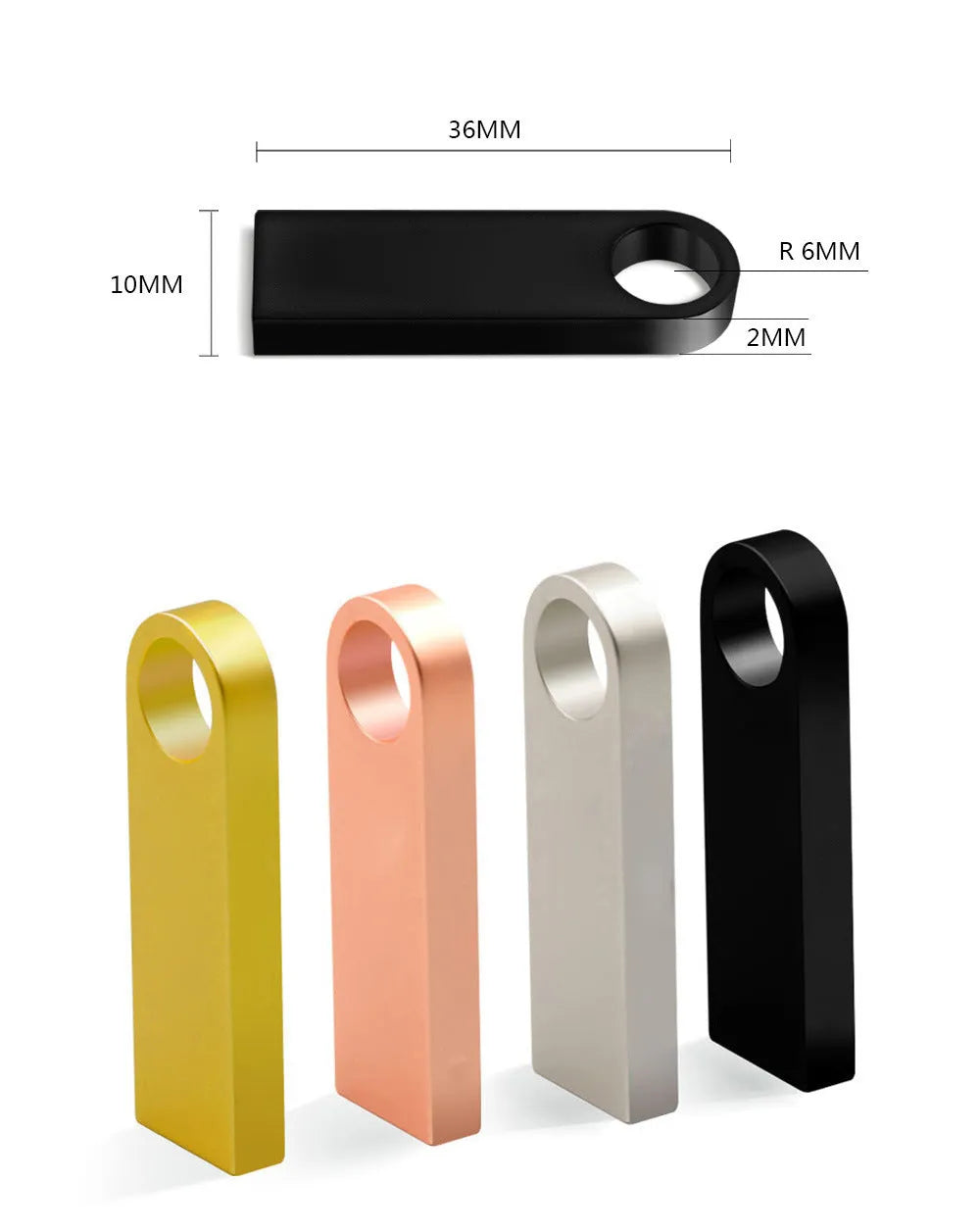 Metal USB flash drive in black with USB connector and metal casing