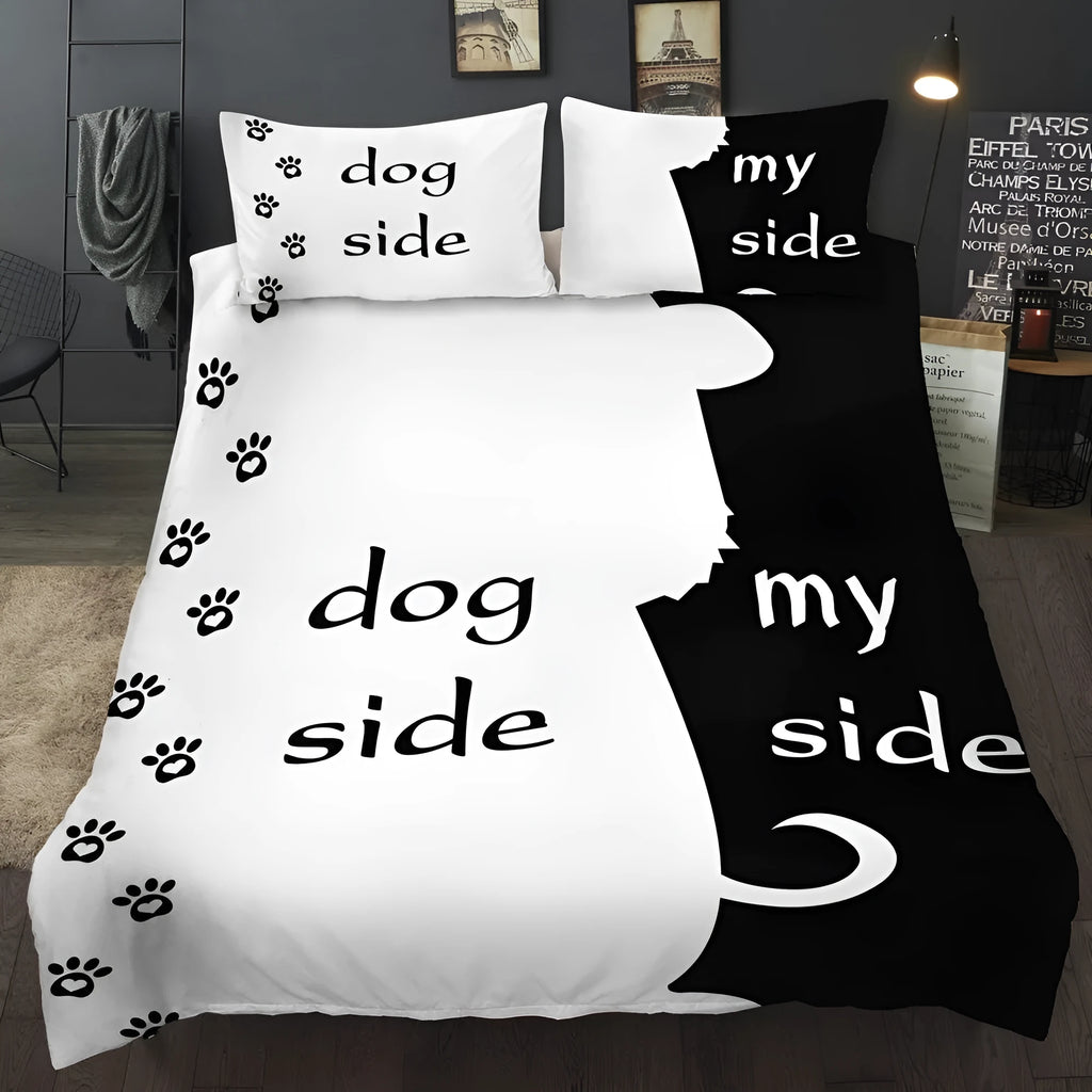 Three-piece quilted polyester bedding set in flower colour with geometric pattern on a bed