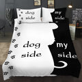 Three-piece quilted polyester bedding set in flower colour with geometric pattern on a bed