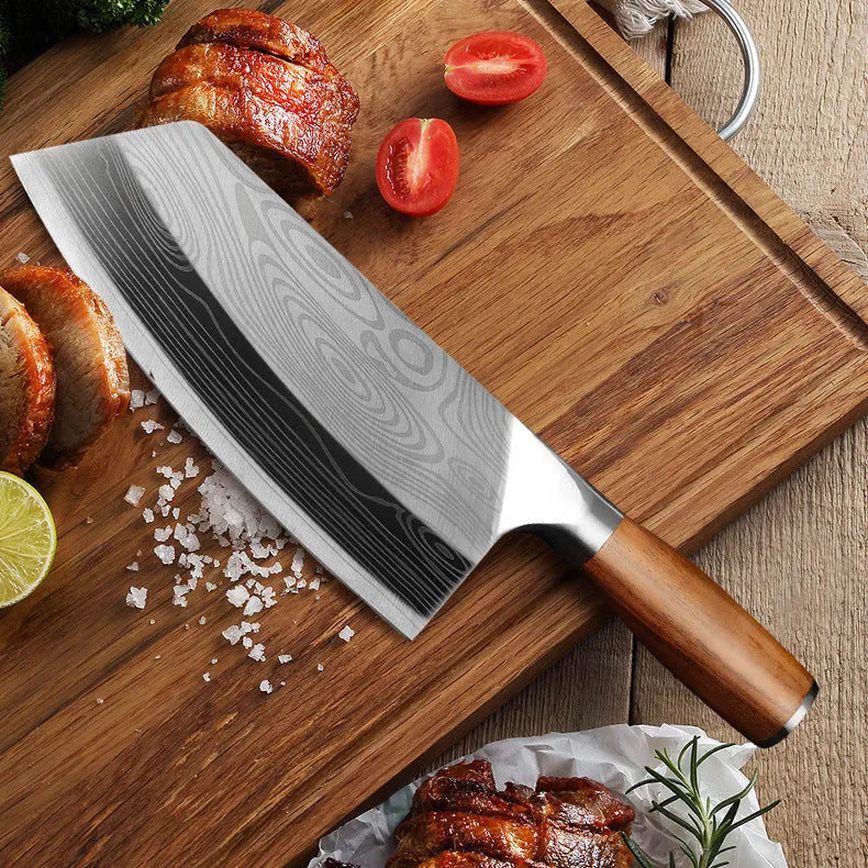 A stainless steel kitchen knife with a 320mm blade made from 40cr13 steel.